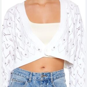 Forever 21 Cream Cardigan with Embellishments